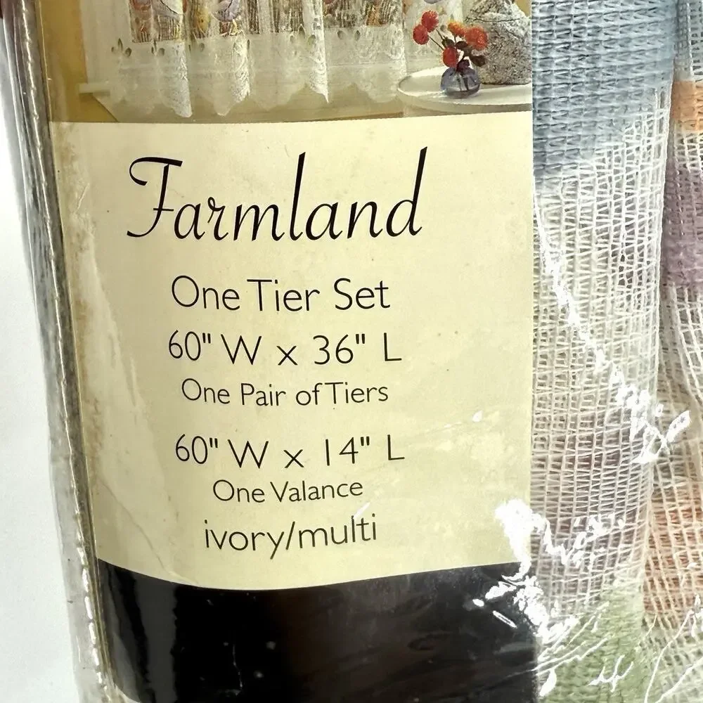 VTG 2 Sets Lacy Farmland Country Chicken Rooster Valance/Tiers Kitchen Curtains
